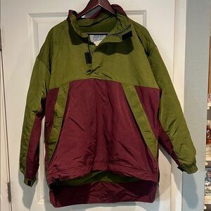 Green and Burgundy Pullover Jacket